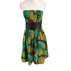 Plenty by Tracy Reese Womens Size Small 100% Silk Bubble Dress Floral Strapless